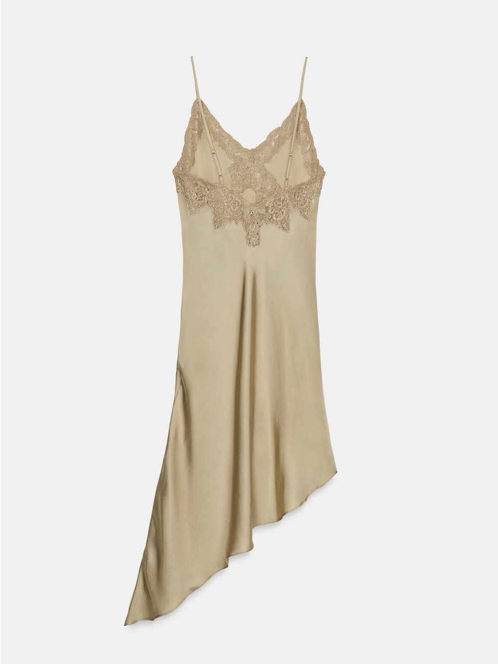 ZARA BNWT ASYMMETRIC SATIN DRESS. LIGHT BEIGE 6895/053/721 - Picture 10 of 12